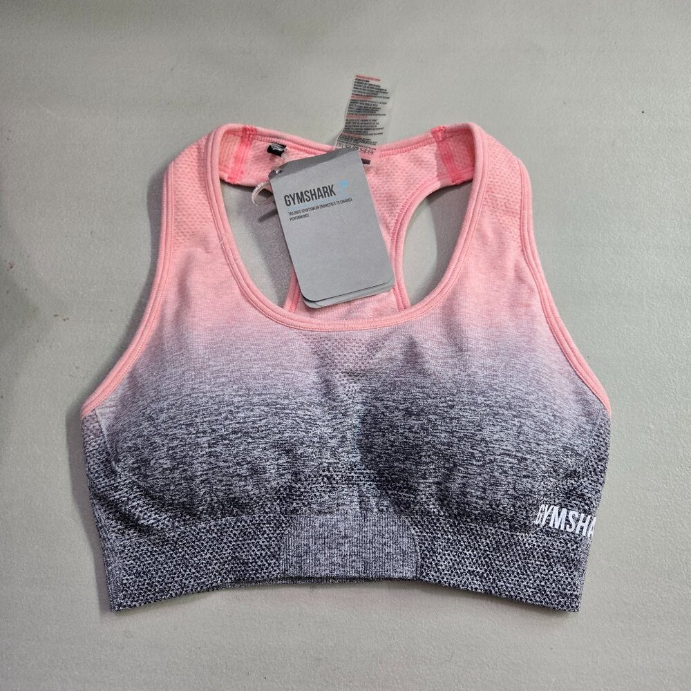 Gymshark Women Sports Bra Small Peach Racerback Ombre Seamless NWT